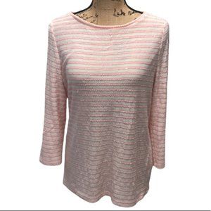 {Talbots} Pink Striped Textured Knit Top